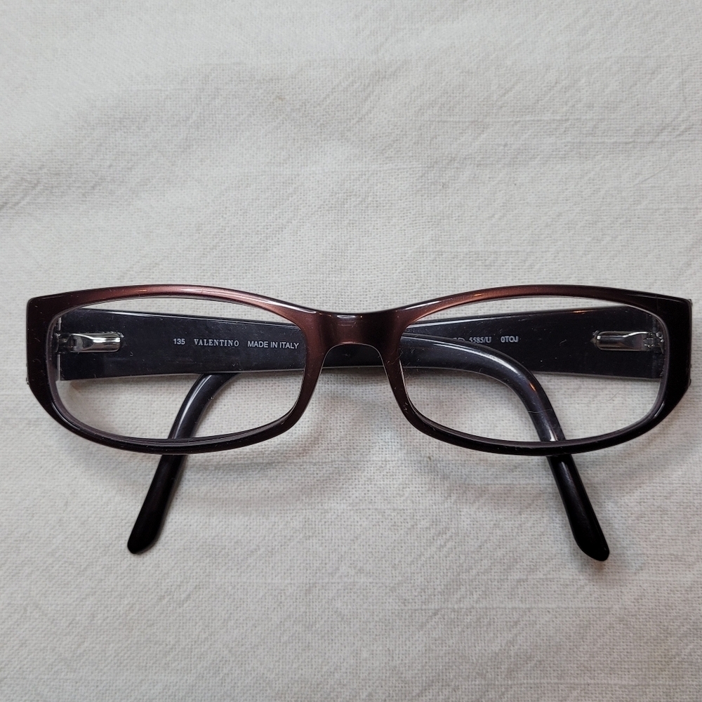 Valentino Eyeglassess Brown Frame Crystal  Temple Embellishments
